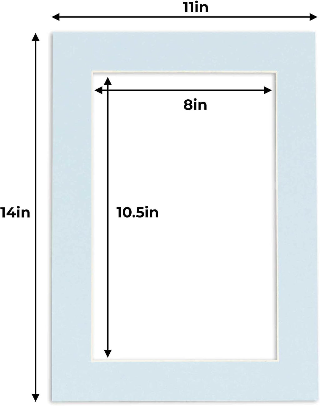 8.5x11 Mat for 11x14 Frame - Precut Mat Board Acid-Free Baby Blue 8.5x11 Photo Matte For a 11x14 Picture Frame, Premium Matboard for Family Photos, Show Kits, Art, Picture Framing, Pack of 25 Mats