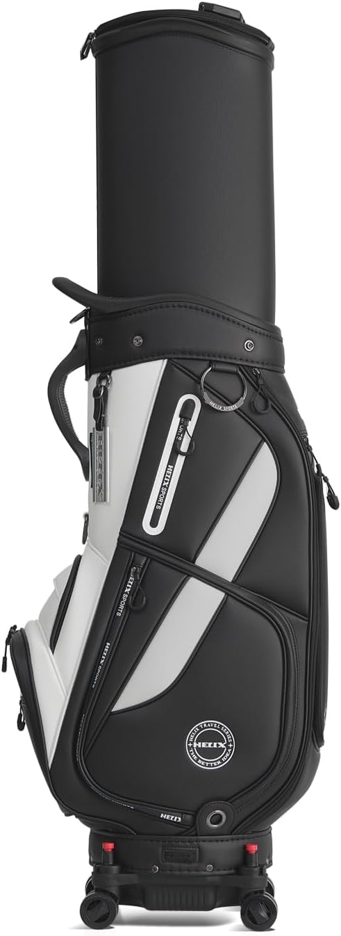 HELIX-Golf Golf Cart Bag, Easy to Carry, Retractable Golf Club Cart Bag with Locking Wheels Chassis and Latest Integrated Handgrip.