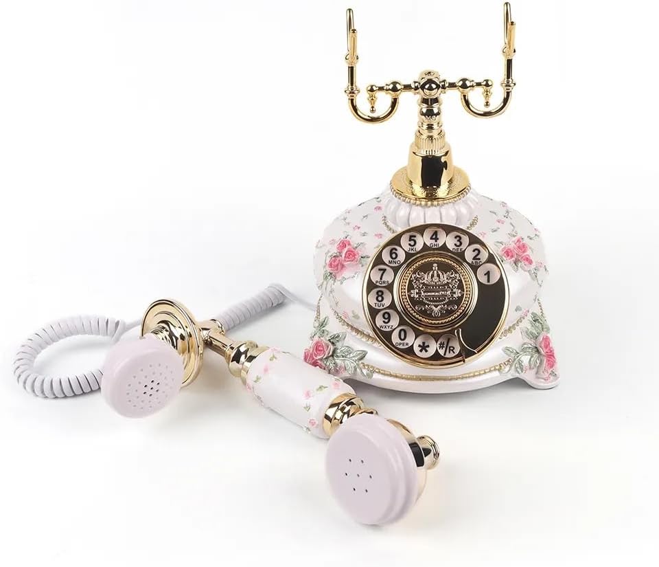 Audio Guestbook Telephone with Free LED Wedding Sign, Wedding Classic Retro Craftsmanship Wedding Audio Guestbook (White)