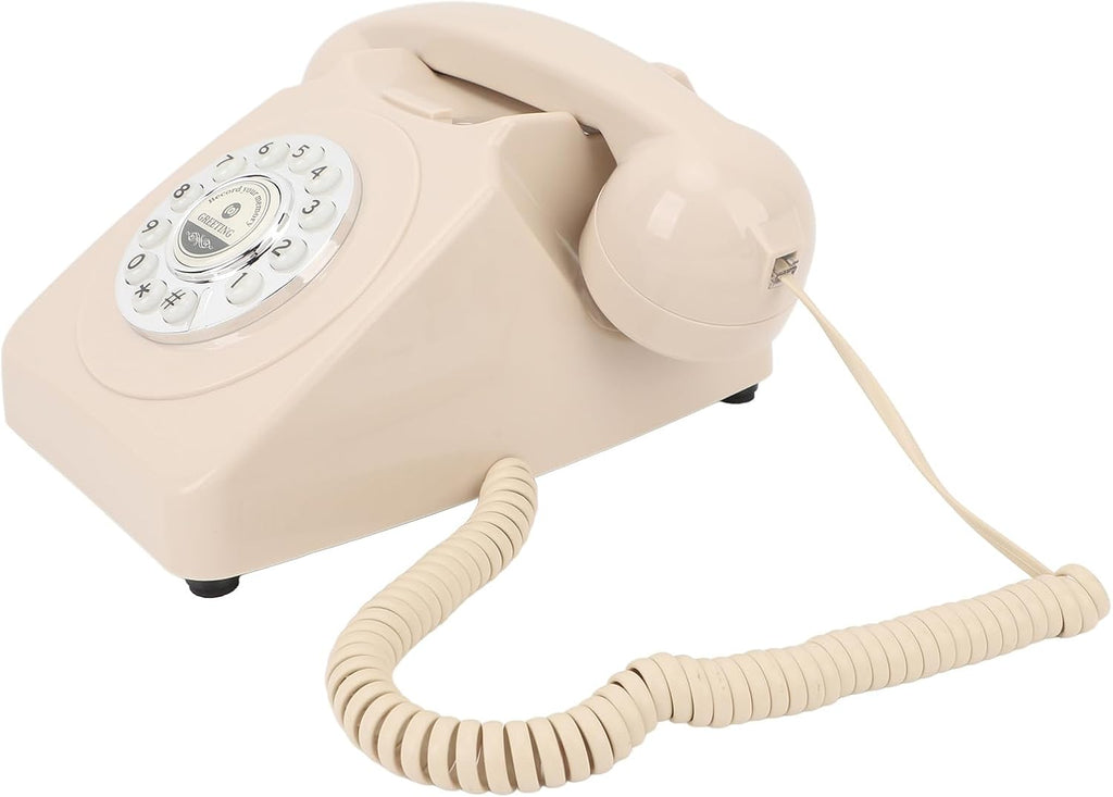 Audio Guest Book Wedding Phone, Clear Sound Convenient Use Audio Message Recording Telephone, Retro Phone Audio GuestBook for Wedding Event Birthday Party (Beige)