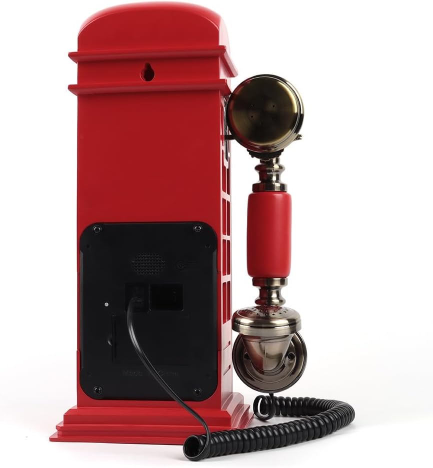 Retro Phonebooth Recording Audio Guest Book Phone for Wedding, Vintage Guestbook Telephone Booth (red)