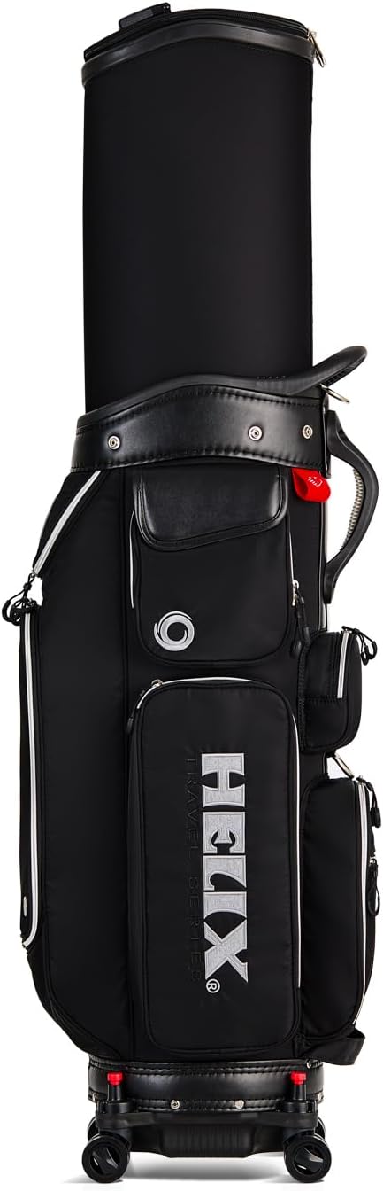 HELIX-Golf Golf Cart Bag, Easy to Carry, Retractable Golf Club Cart Bag with Locking Wheels Chassis and Latest Integrated Handgrip.