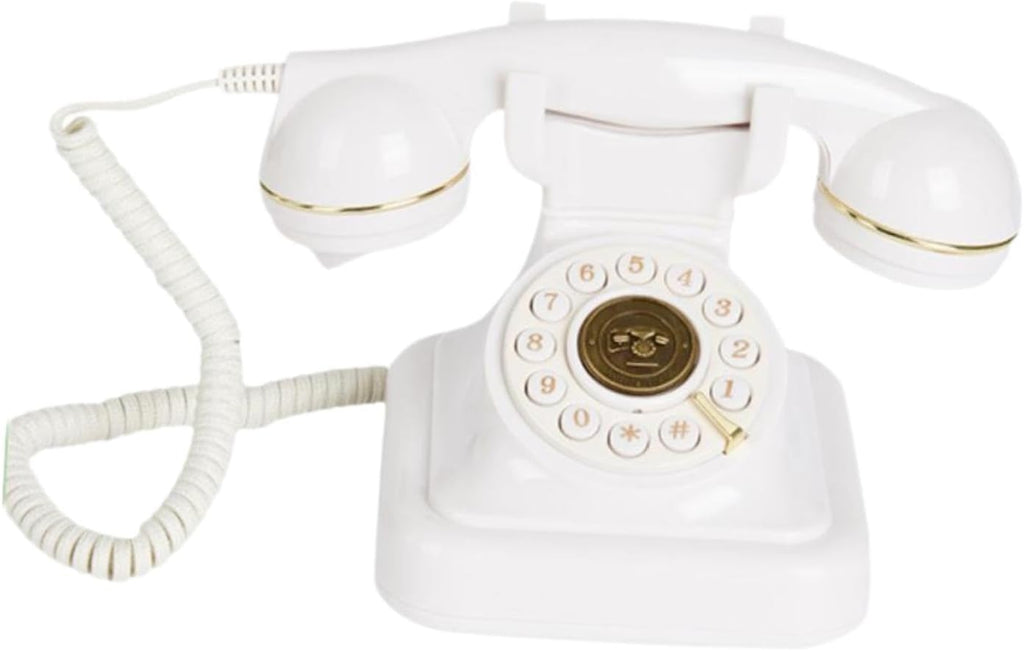 Audio Guest Book Wedding Phone, Vintage Design Telephone Recorder Record Messages Decorative Desk Phone for Party, Birthdays(White)