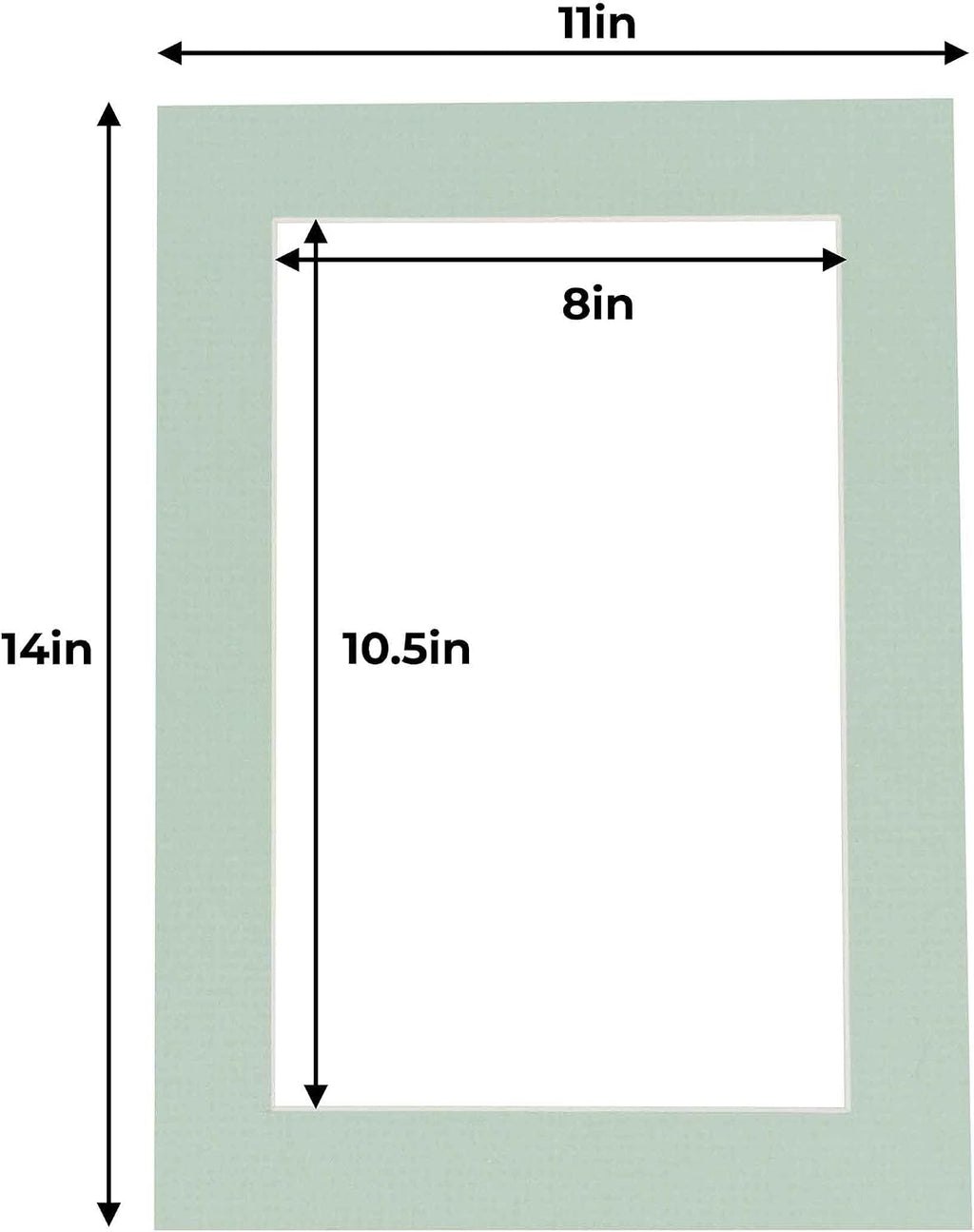 8.5x11 Mat for 11x14 Frame - Precut Mat Board Acid-Free Show Kit with Backing Board, and Clear Bags Honeydew Green 8.5x11 Photo Matte For a 11x14 Picture Frame Matboard for Framing, Pack of 25 Mats