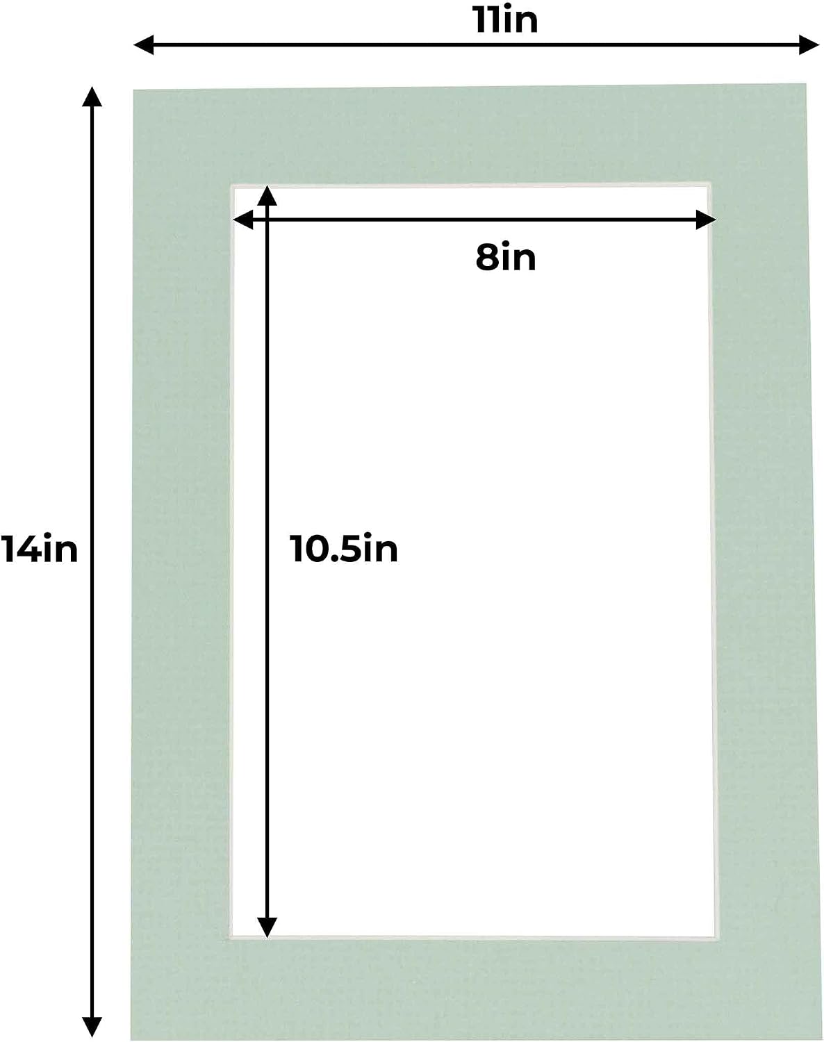 8.5x11 Mat for 11x14 Frame - Precut Mat Board Acid-Free Show Kit with Backing Board, and Clear Bags Honeydew Green 8.5x11 Photo Matte For a 11x14 Picture Frame Matboard for Framing, Pack of 25 Mats