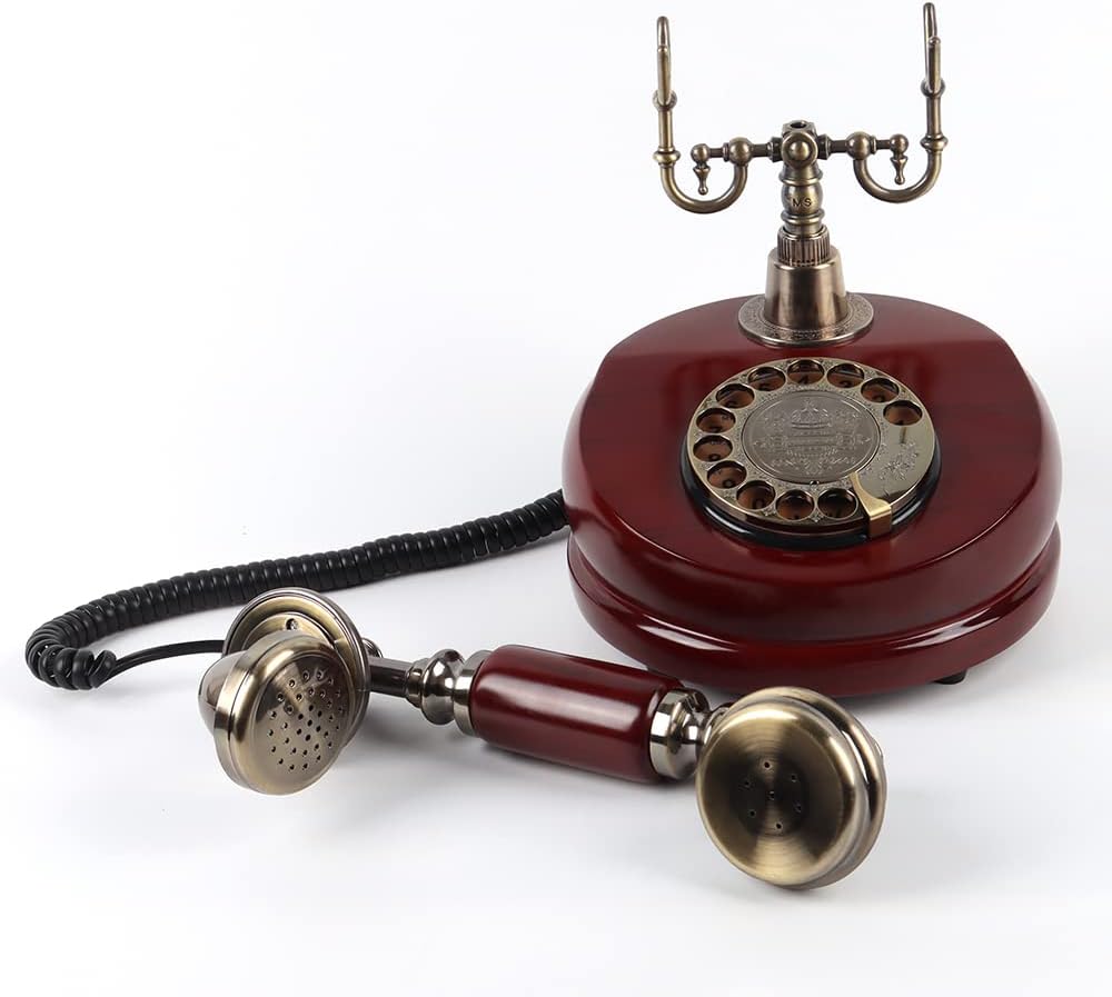 cojodopo Wedding Guest Book Telephone, Retro Craftsmanship Wedding Audio Guestbook for Confessional Wedding Birthday Party (Reddish Brown)