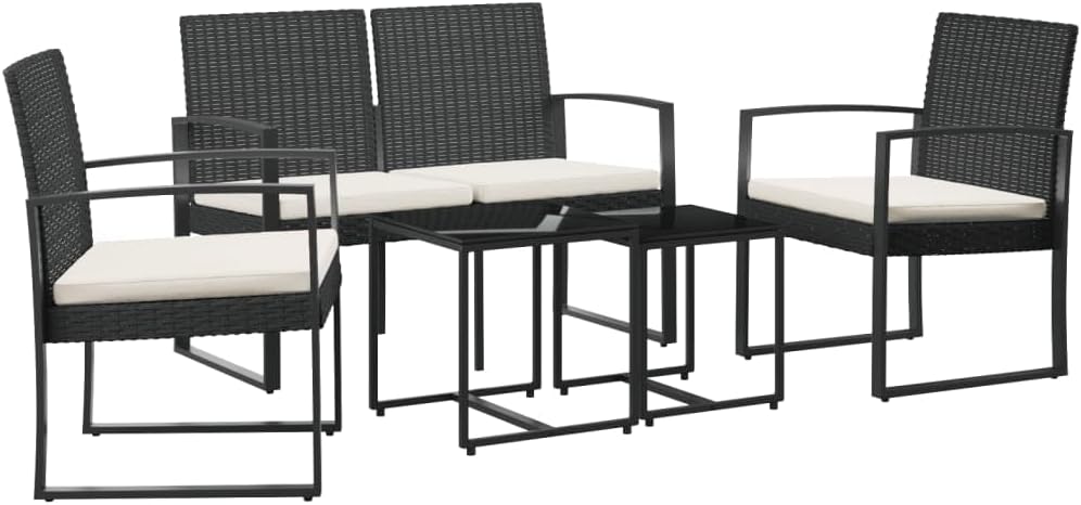 5 Piece Patio Dining Set with Cushions Black PP Rattanqueen Bed Frame with headboard Queen Size Bed Frame King Size Bed Frame King Platform Bed Frame Metal Bed Frame Queen Size