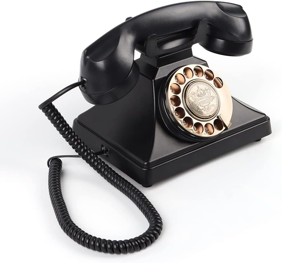 Audio Guest Book Telephone with Free LED Wedding Sign | Vintage-Style Audio Guestbook Wedding VoiceMessage Phone| Everything Included and Ready to Go | Retro Rotary Wedding GuestBooks Phone (Black)