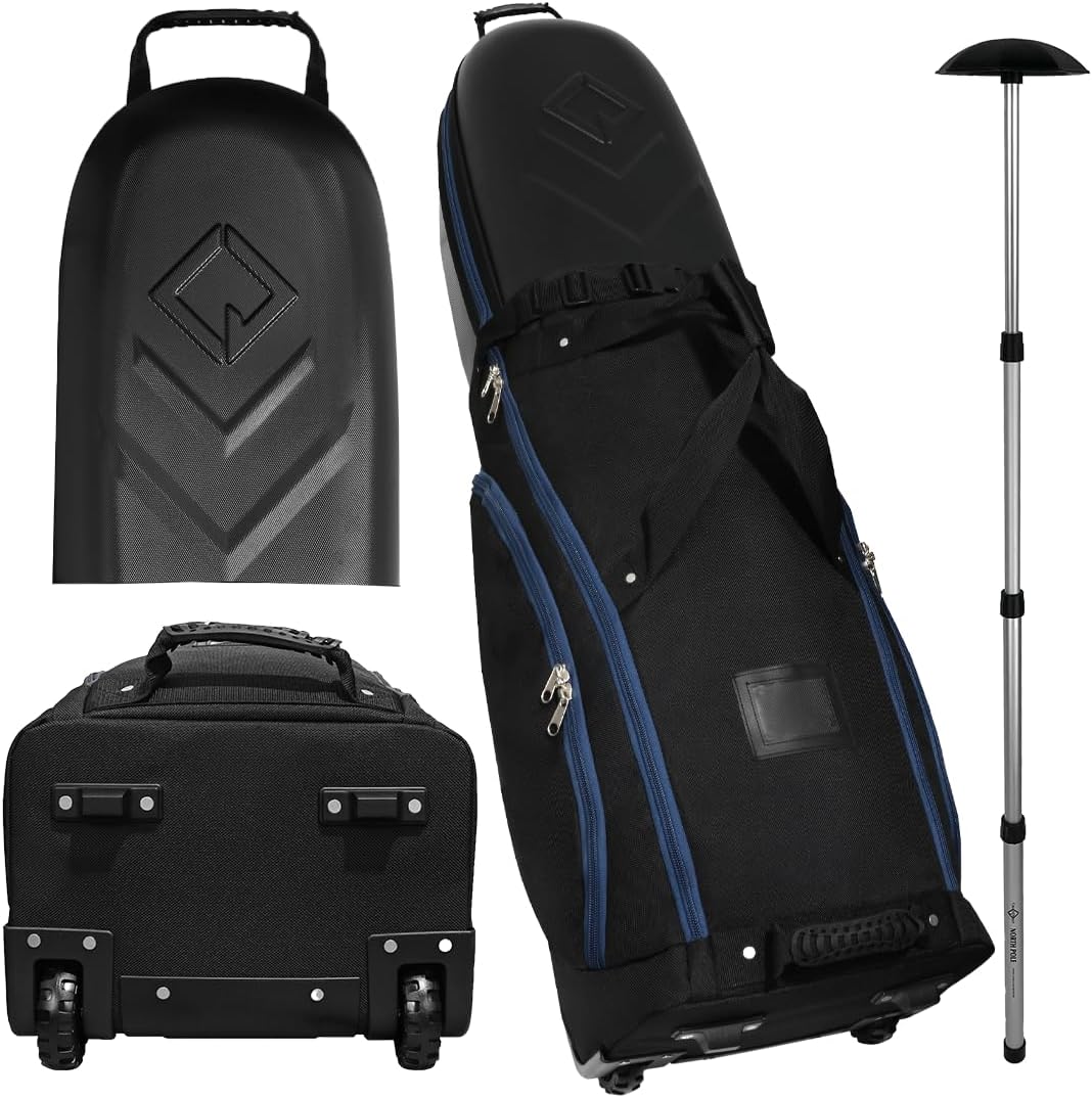 CaddyDaddy Enforcer Golf Travel Bag Crush Resistant Hard Top Protection, New 18 Month Full Replacement Coverage, Durable Thick Nylon Wheels Lockable XL Zippers. Case for Transporting Clubs on Airlines