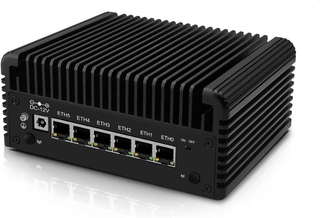 Firewall Mini PC Core 3 N300(8C/8T), 6 x 2.5GbE i226V LAN 4USB 2HD Type C TF Slot, DDR5 0GB RAM 0GB NVMe SSD, Fanless Router Hardware, Micro Computer Appliance, 4K Triple Display