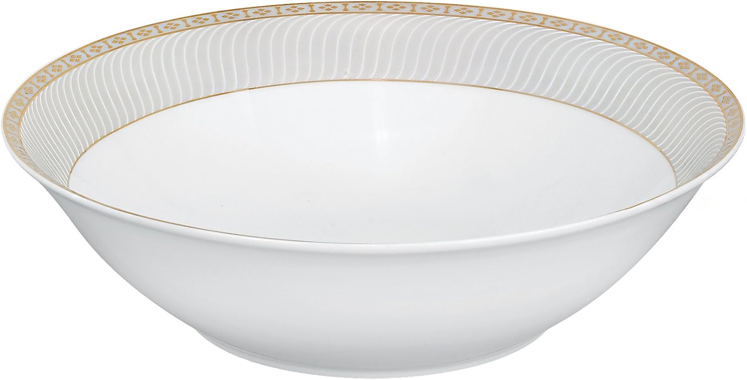 Lorren Home Trends 57-Piece Porcelain Dinnerware Set, Alina-GD, Service for 8