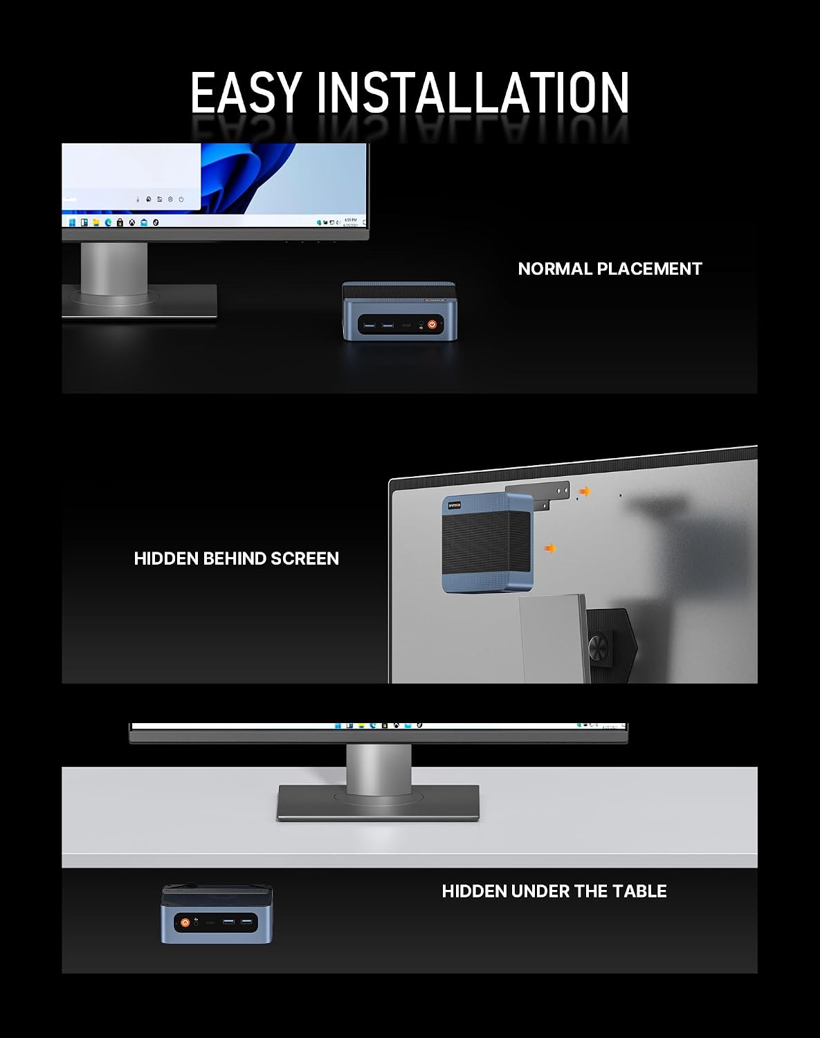 BOSGAME E5 Mini PC Windows 11 Pro, Mini Computers AMD Ryzen 3 5300U, 16GB DDR4 1TB PCIe SSD, 4K Triple Display, Type-C & USB3.2, Dual RJ45, Wi-Fi 5/BT 5.0, Mini Desktop Computer for Home/Office