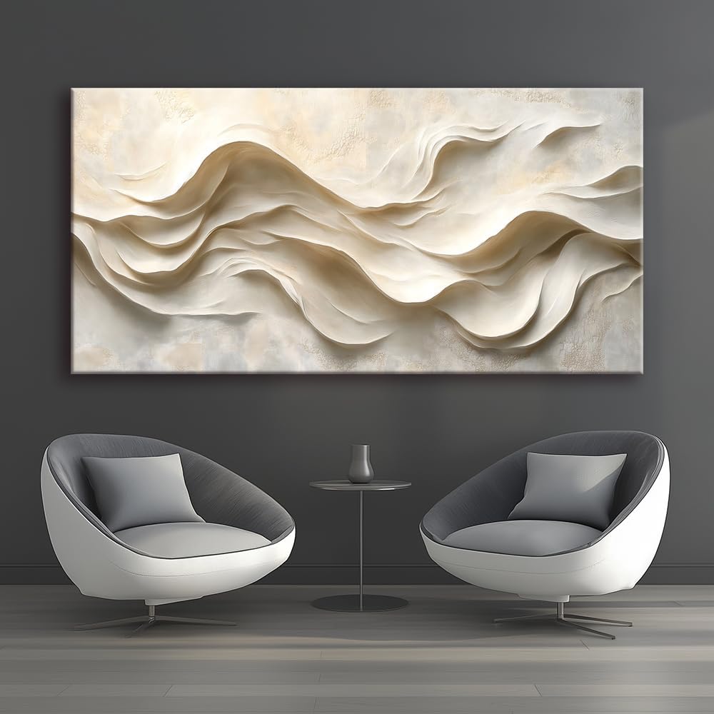 Beige Black and White Flowing Fabric Wall Art for Living Room Canvas Painting Prints Artwork Family Bedroom Office Decor