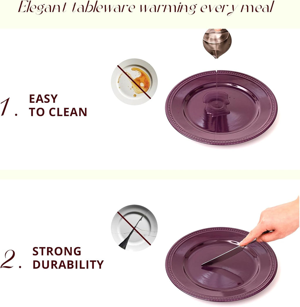 Pearl Dots Stoneware Dinnerware Set (Purple, 56pc Set)