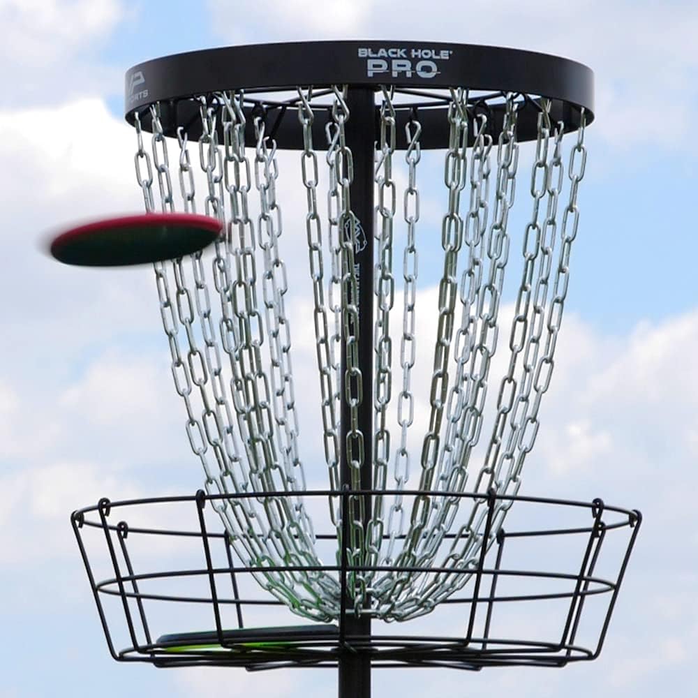 MVP Disc Sports Black Hole Pro 24-Chain Portable Disc Golf Basket with Transit Bag