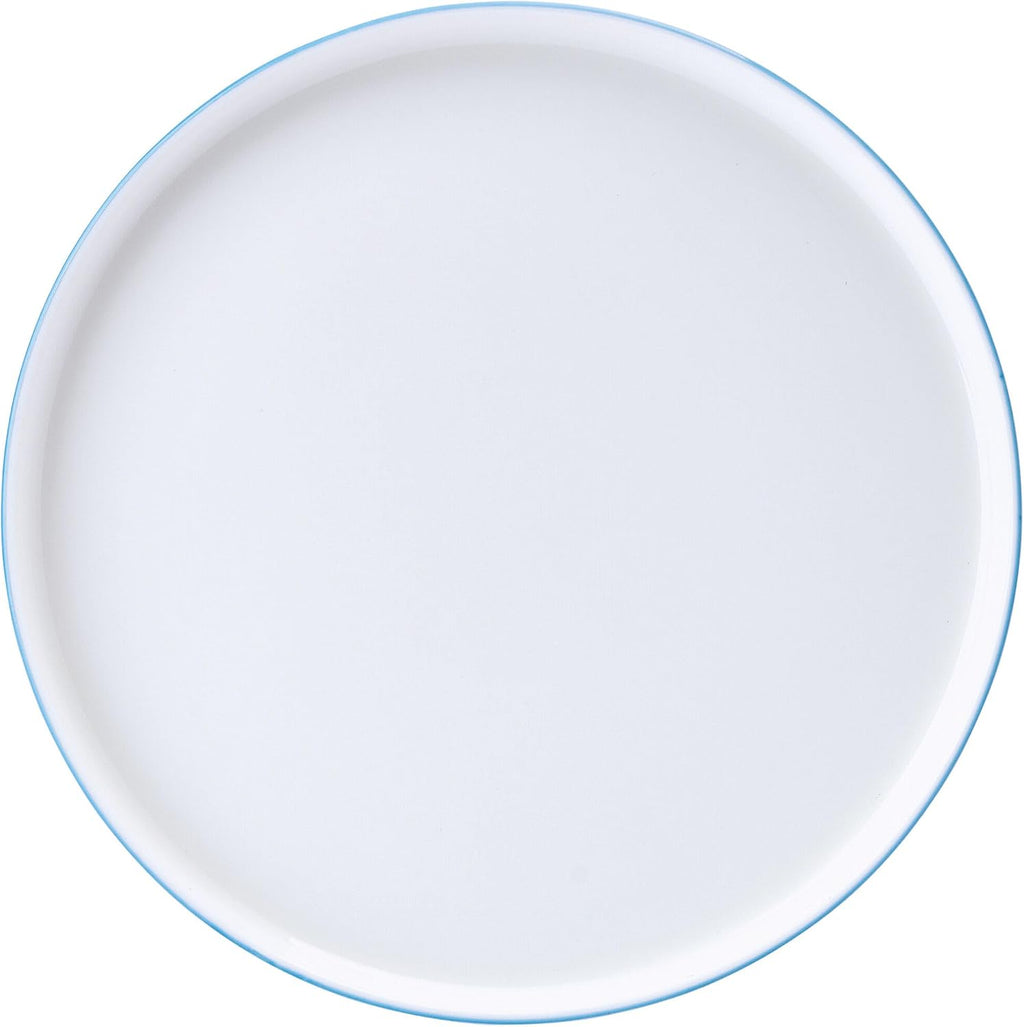 Mikasa Samantha 12 Piece Bone China Dinnerware Set, Service for 4, Flat Plates and Bowl with Blue Rim, Chip-Resistant, Lightweight, Elegant and Durable, White