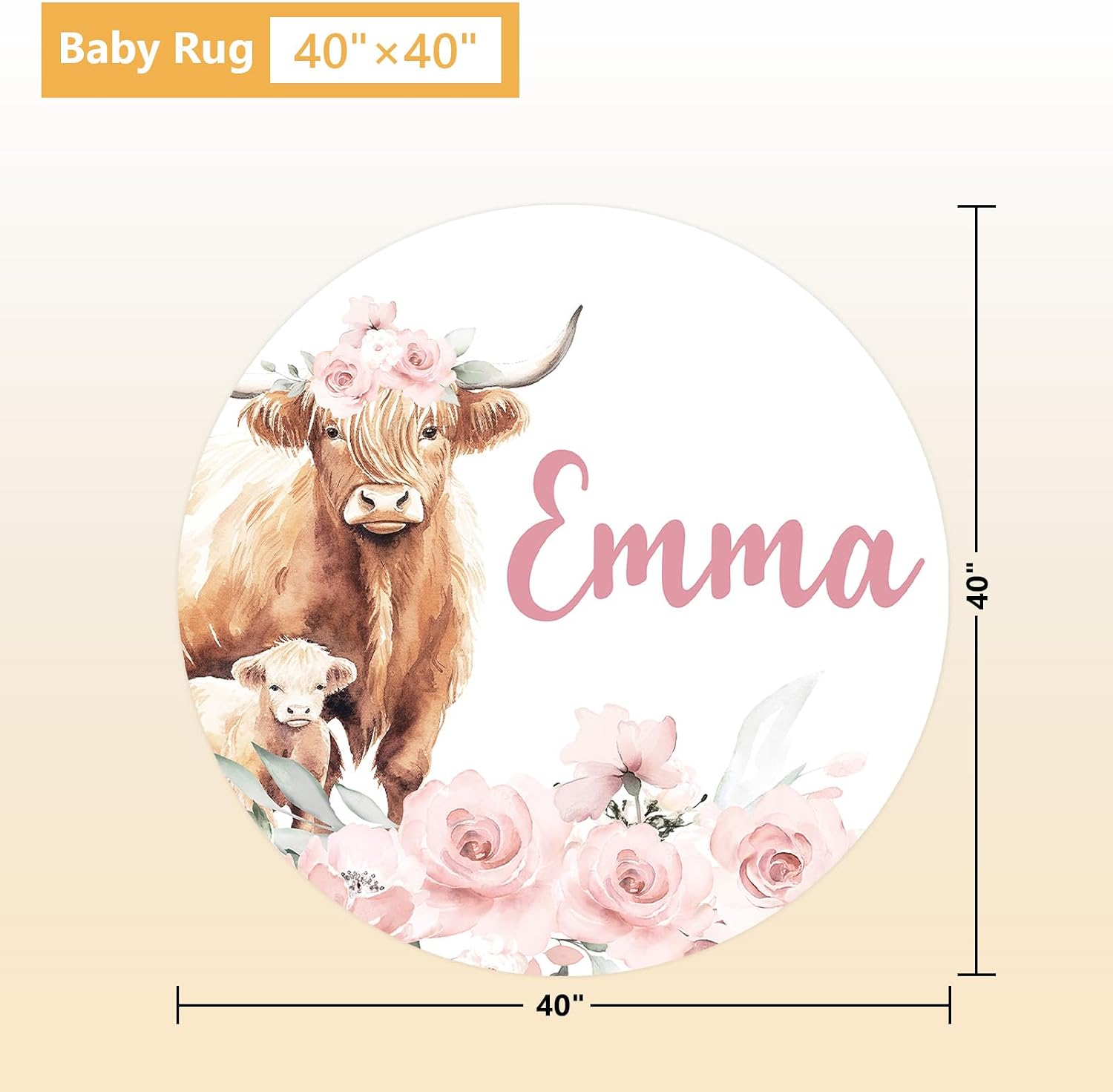 Terwex Personalized Baby Crib Bedding Set, 5 Pcs Custom Name Nursery Bedding Set, Pink Highland Cow Baby Bedding Set for Girl, Double Layer Baby Crib Sets, Customized Gifts for Toddlers Kids Infants