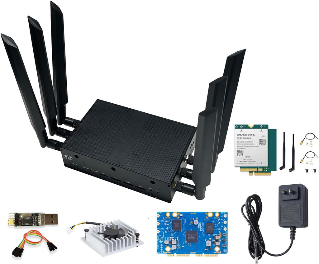 Banana Pi BPI-R4 WiFi 7 Wireless Tri-Band Router OpenWRT - DDR4 4GB/8GB RAM - MediaTek MT7988A SoC, 4G/5G Wireless Router Repeater, 2X 10GbE SFP 4X GbE for NAS Smart Home Gateway (4G Kit, DDR4 4GB)