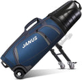 JANUS Golf Travel Bag Hard Case with Foldable Support Legs, Hands-Free Golf Club Travel Bag with 360° Spinner Wheels, ABS Hard Shell, Foldable Design for Airline Travel