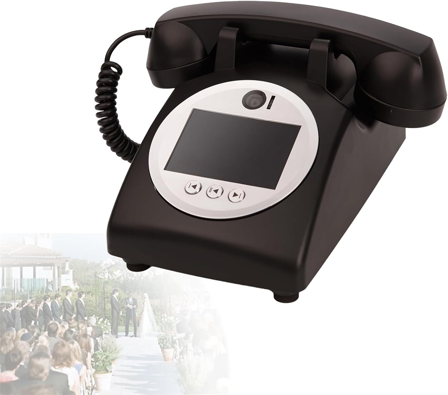 Wedding Guestbook, Retro Video Audio Guest Book Wedding Phone, Hd Video Phone Guestbook, Creative Easy to Use & Fun, for Bridal Shower, Birthday Black-128GB