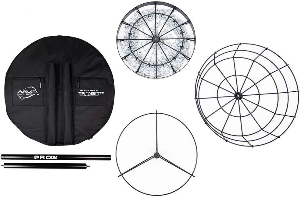 MVP Disc Sports Black Hole Pro HD 24-Chain Portable Disc Golf Basket with Transit Bag