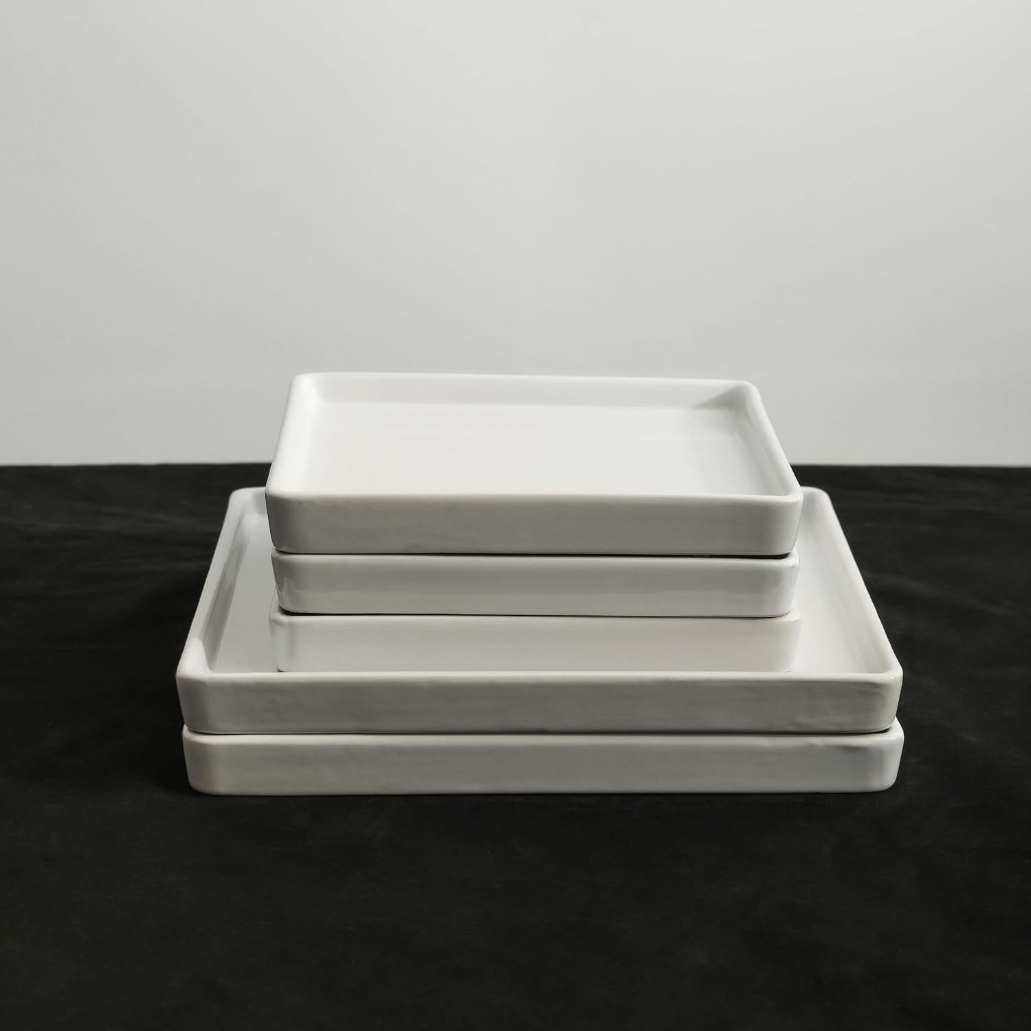 Stone Lain Grace Square Stoneware Dinnerware Set, 24 Piece Service For 8, White