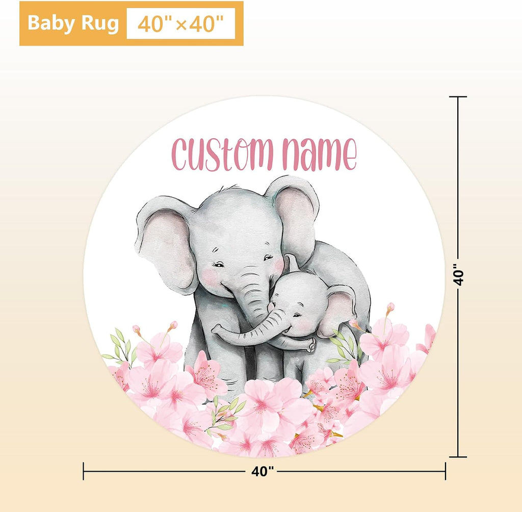 Terwex Personalized Crib Bedding Set, 5 Pcs Custom Nursery Bedding Sets with Name, Infant Bedding Set for Baby Girls, Pink Elephant Double Layer Baby Crib Set, Babies Toddlers Kids Customized Gifts