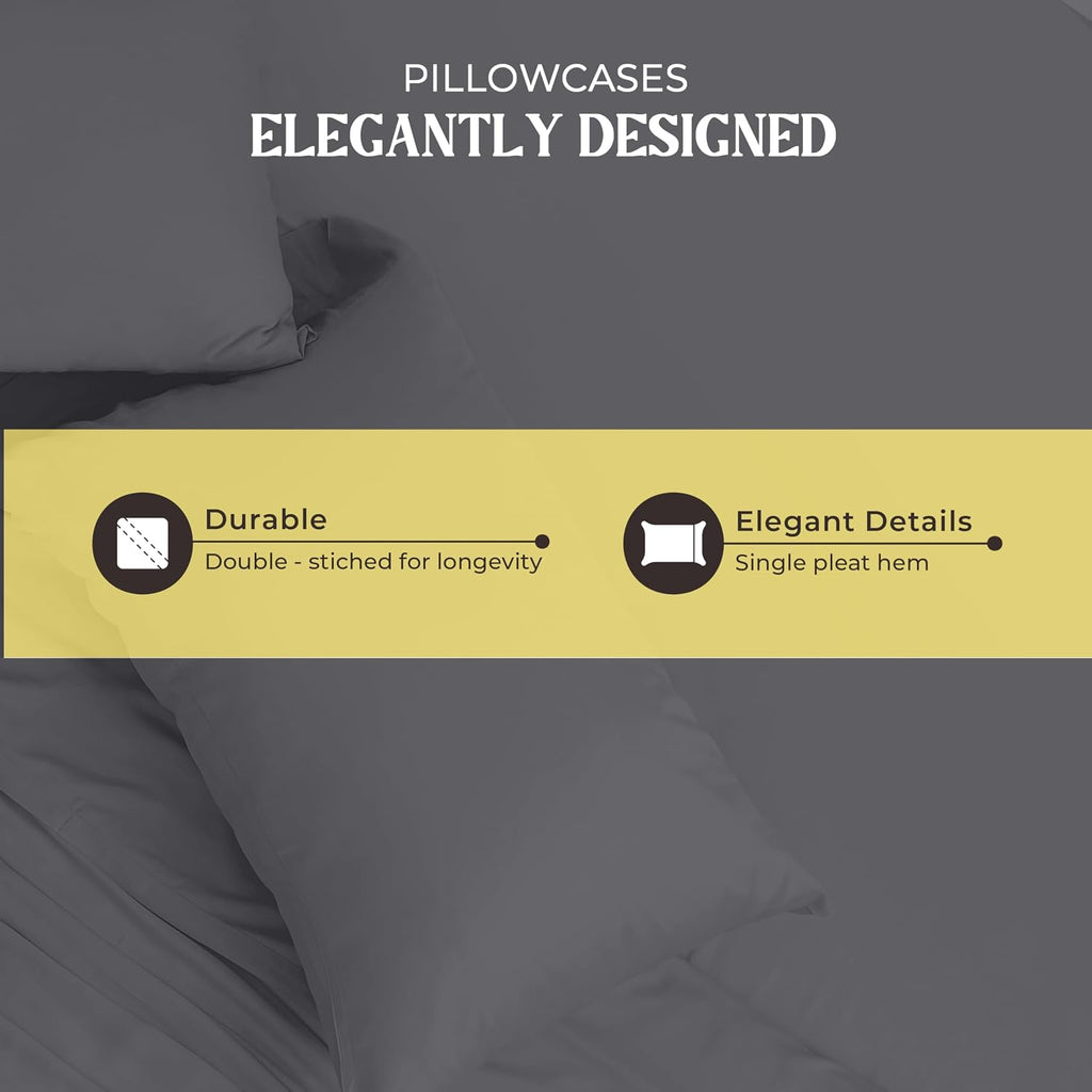 Mayfair Linen 100% Pure Egyptian Cotton Sheet King Size - Luxury 1000 Series Grandiose Collection King Size Sheets Set (6 PC, Dark Grey), 16' Deep Pocket Sateen Weave Soft Cooling Hotel Bed Sheets Set