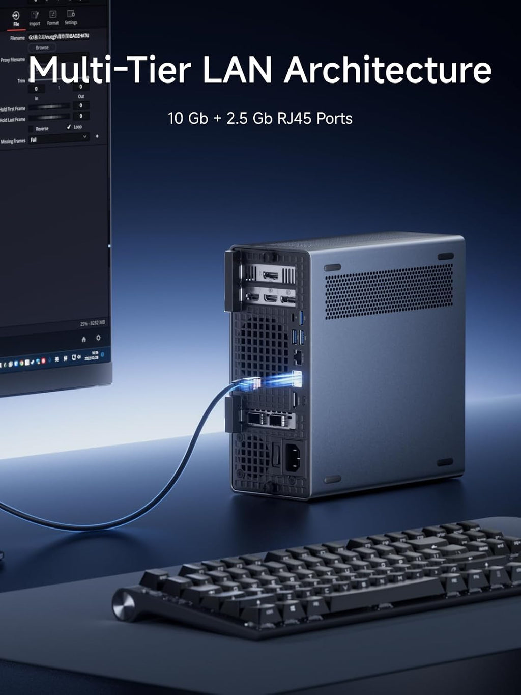 MINISFORUM MS-02 Ultra Workstation Core Ultra 5 235HX Barebone Mini PC Without Storage/OS, HDMI|USB4|2xUSB4 V2 Output, 4X DDR5 SO-DIMM Slot, 2X SSD Slot, 1x10G RJ45, 1x2.5G RJ45 Port, WiFi7/BT5.4 PC