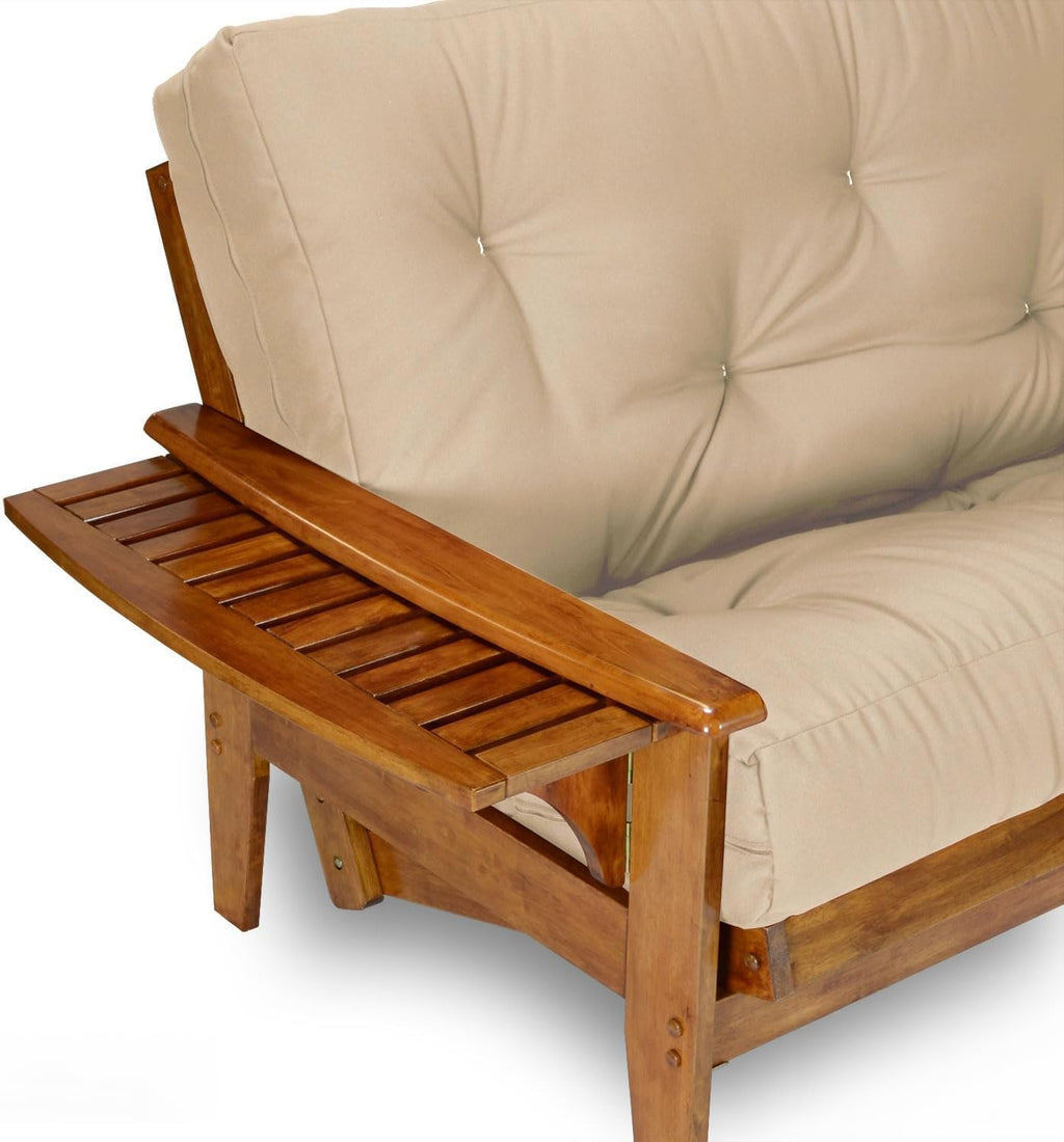 Nirvana Futons Eastridge Futon Set - Queen Size, Frame, 8' Mattress, Microfiber Sussex Khaki Cover