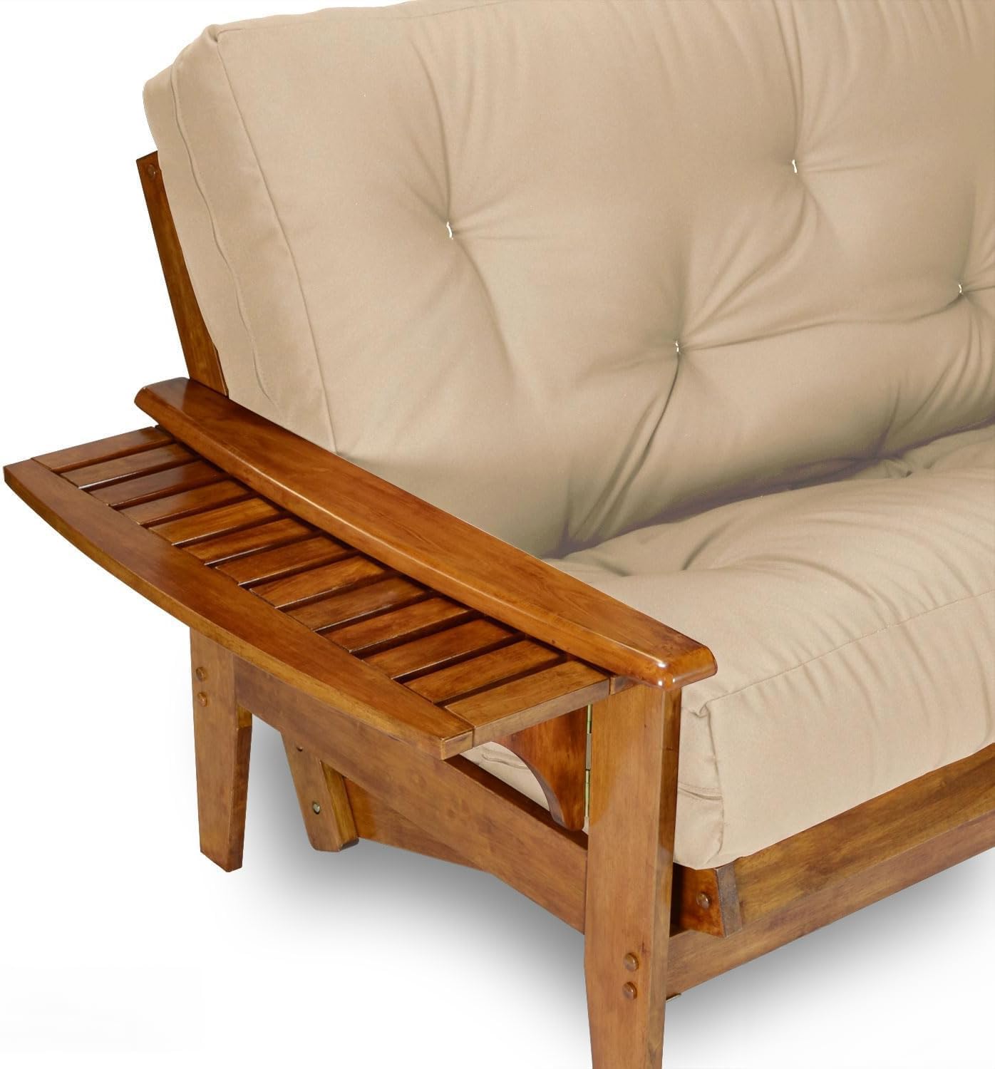 Nirvana Futons Eastridge Futon Set - Queen Size, Frame, 8' Mattress, Microfiber Sussex Khaki Cover