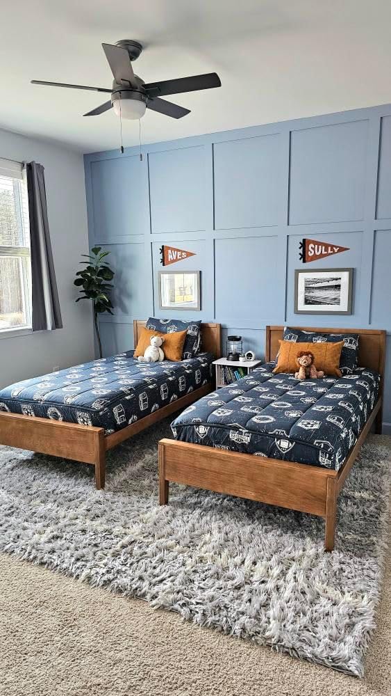 Beddy's Sports Theme Durable Zipper Bedding for Kids - Bed in a Bag - Blue Sheets with Baseball, Football, Basketball, Soccer Comforter - Includes Pillowcase & Sham - Easy to Make & Wash - Twin