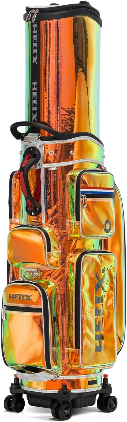 HELIX-Golf Golf Cart Bag, Easy to Carry, Retractable Golf Club Cart Bag with Locking Wheels Chassis and Latest Integrated Handgrip.