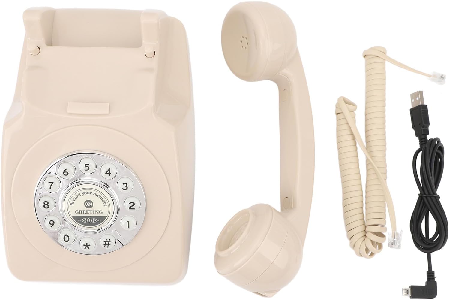 Audio Guest Book Wedding Phone, Clear Sound Convenient Use Audio Message Recording Telephone, Retro Phone Audio GuestBook for Wedding Event Birthday Party (Beige)