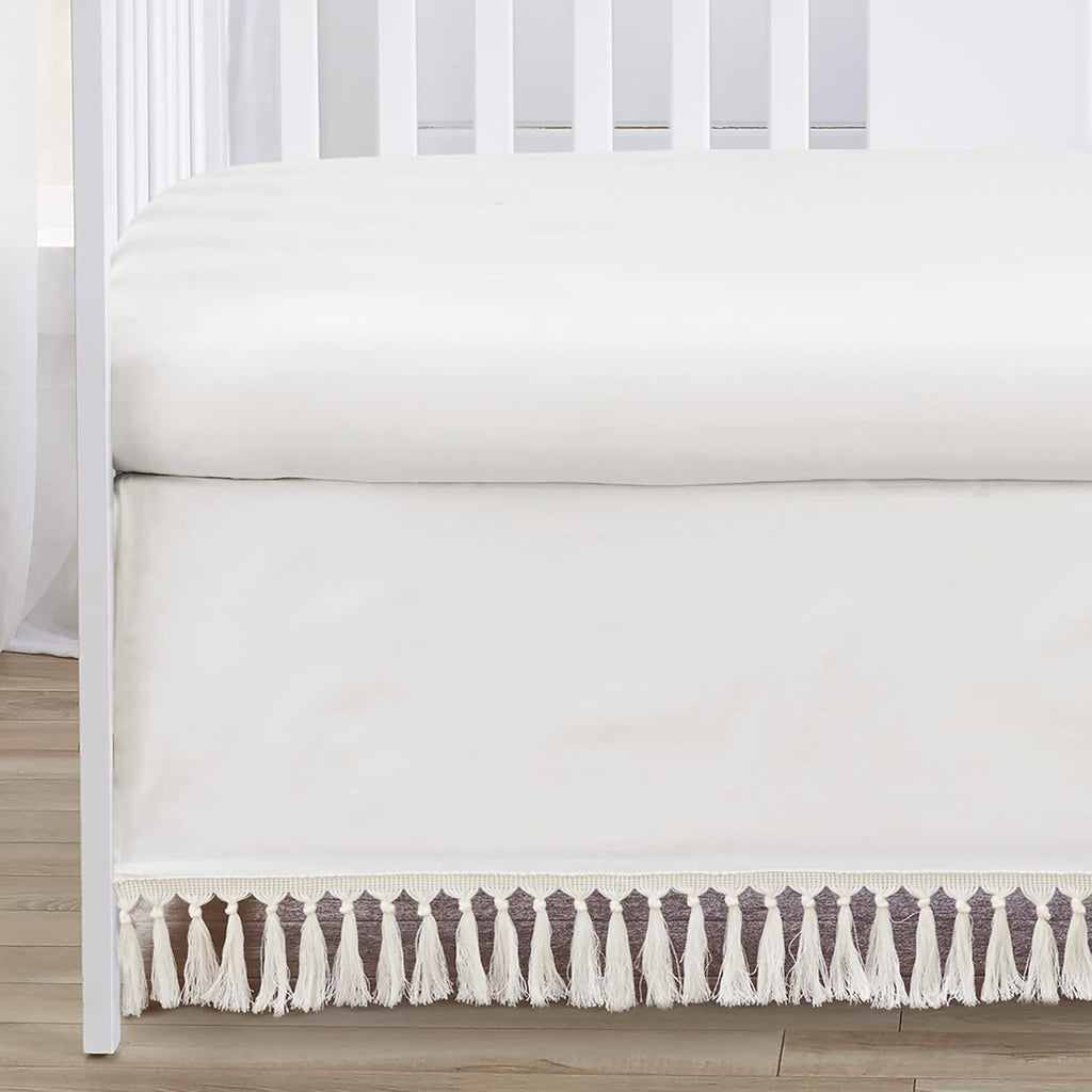 Sweet Jojo Designs 4-Piece Baby Crib Bedding Set (100% Cotton Ivory Boho) for Boys or Girls, Infants/Nursery incl. Blanket, Fitted Sheet, Skirt, Diaper Stacker (Neutral Bohemian, Farmhouse Minimalist)