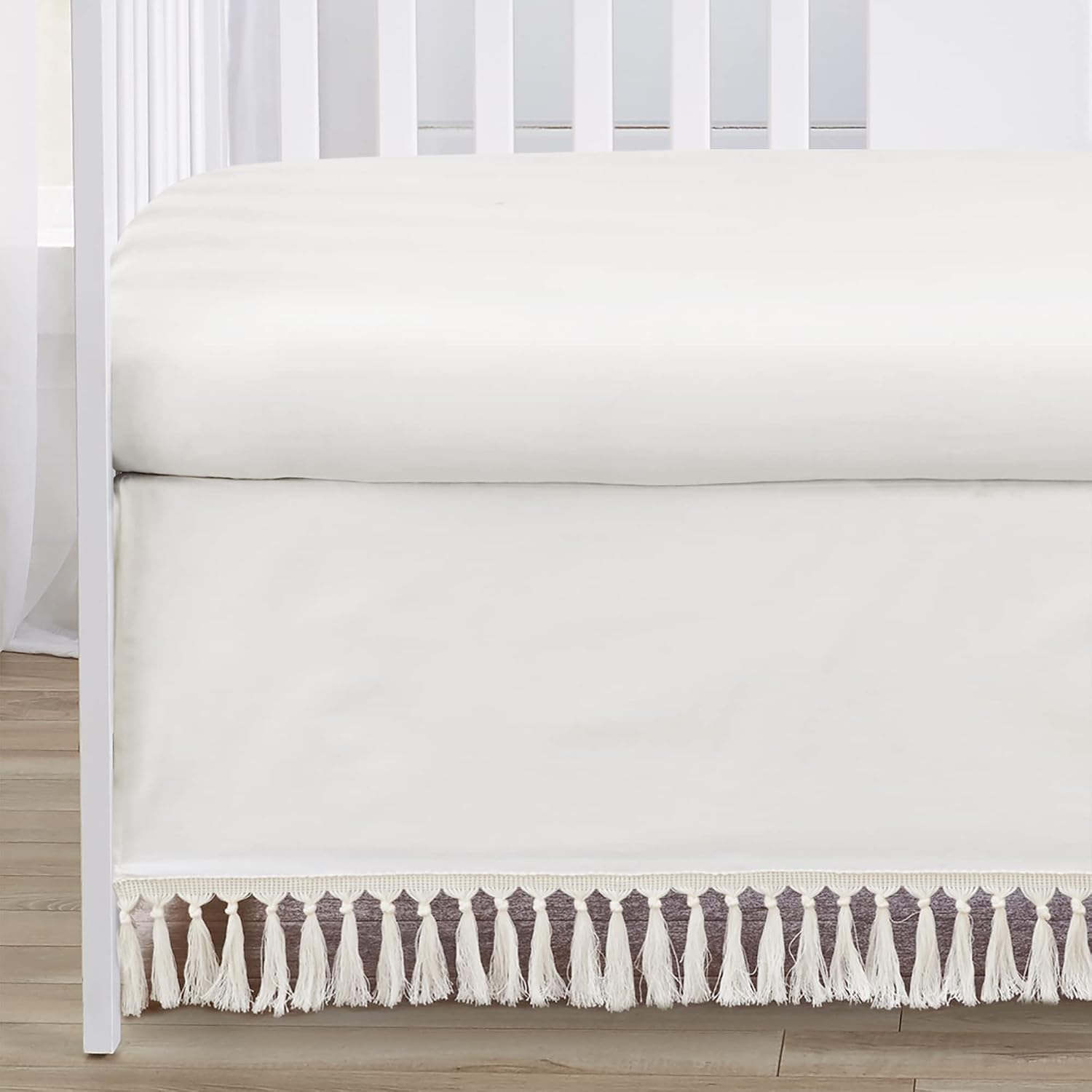 Sweet Jojo Designs 4-Piece Baby Crib Bedding Set (100% Cotton Ivory Boho) for Boys or Girls, Infants/Nursery incl. Blanket, Fitted Sheet, Skirt, Diaper Stacker (Neutral Bohemian, Farmhouse Minimalist)