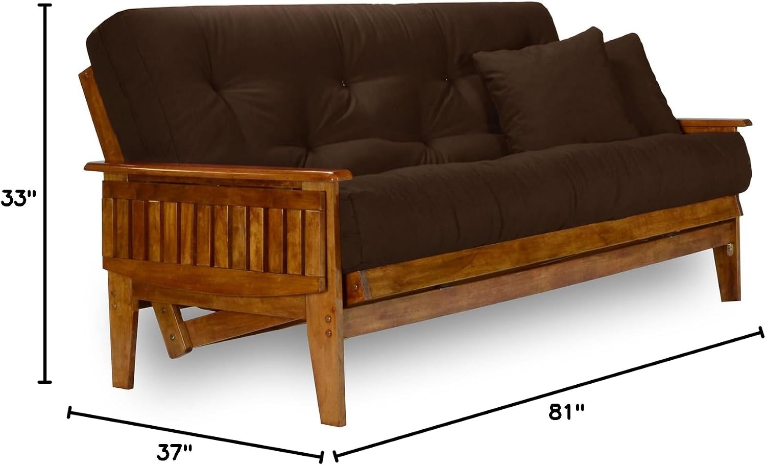 Nirvana Futons Eastridge Futon Set - Full Size, Frame, 8' Mattress, Microfiber Sussex Fudge Cover