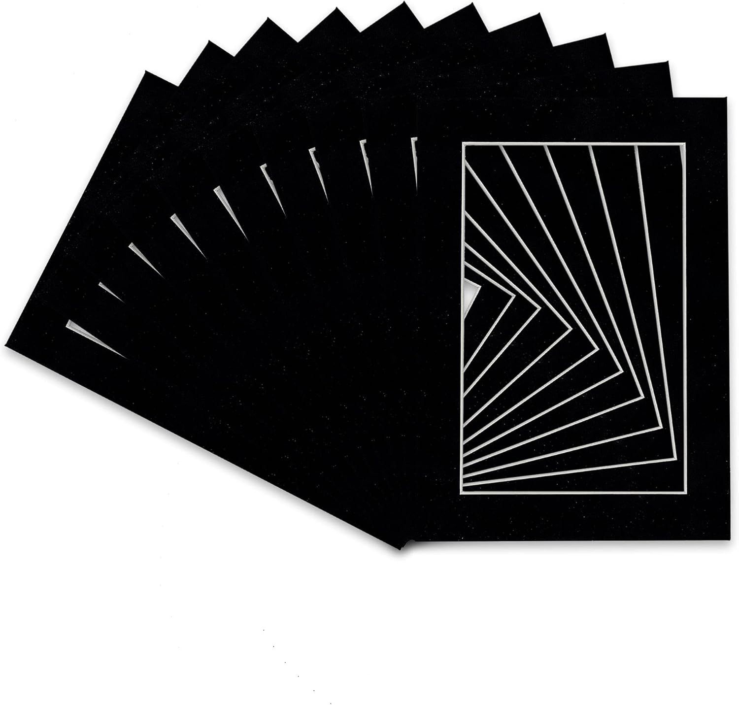 Poster Palooza Pack of TEN 12x16 Mats Bevel Cut for 11x14 Photos - Acid Free Black Suede Precut Matboards For Pictures, Photos, Framing - 4-ply Thickness