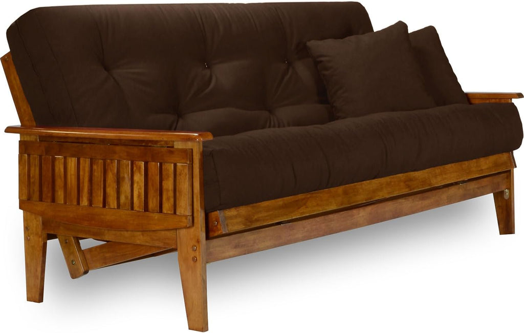 Nirvana Futons Eastridge Futon Set - Queen Size, Frame, 8' Mattress, Microfiber Sussex Fudge Cover