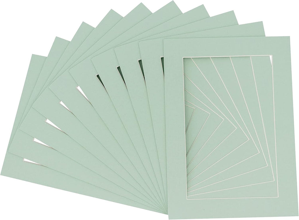 8.5x11 Mat for 11x14 Frame - Precut Mat Board Acid-Free Show Kit with Backing Board, and Clear Bags Honeydew Green 8.5x11 Photo Matte For a 11x14 Picture Frame Matboard for Framing, Pack of 25 Mats