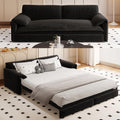 WILLIAMSPACE 66' Queen Pull Out Sofa Bed, 3-in-1 Velvet Convertible Sleeper Sofa Couch with Side Storage, Multi-Functional Loveseat Bed Pull Out Couch for Living Room, Apartment (Black)