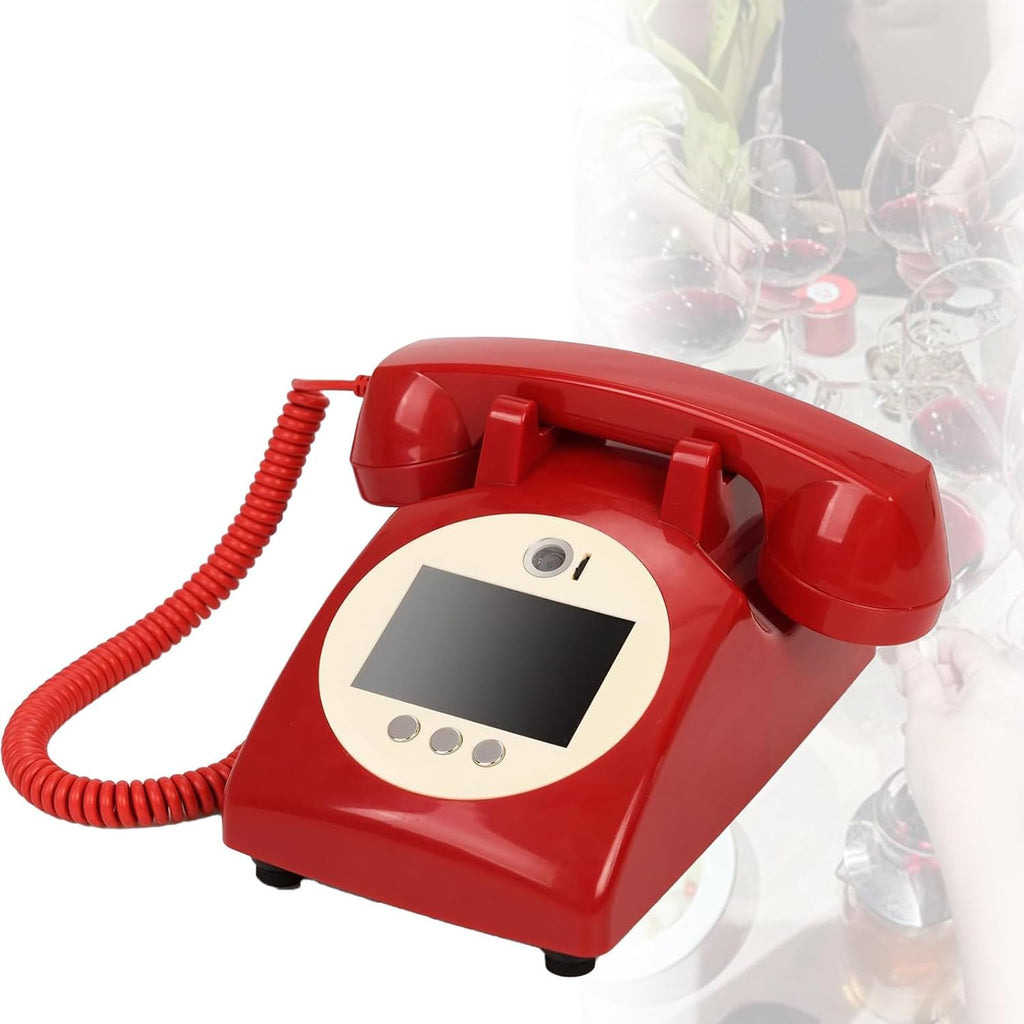 Video Audio Guest Book Wedding Phone, 1080p Hd Retro, Wedding Phone Customized Video Messages, Record Preserve Special Occasions, for Weddings, Engagements Red-64GB
