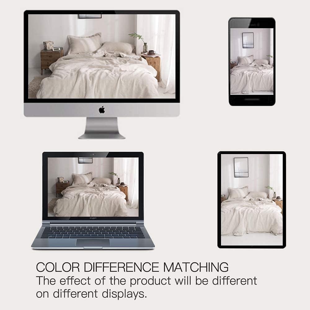 Simple&Opulence 100% Washed Linen Duvet Cover with Embroidered,3 Pieces Soft Farmhouse Comforter Set with Button Closure,1 Duvet Cover and 2 Pillowshams(Queen,Natural Linen)
