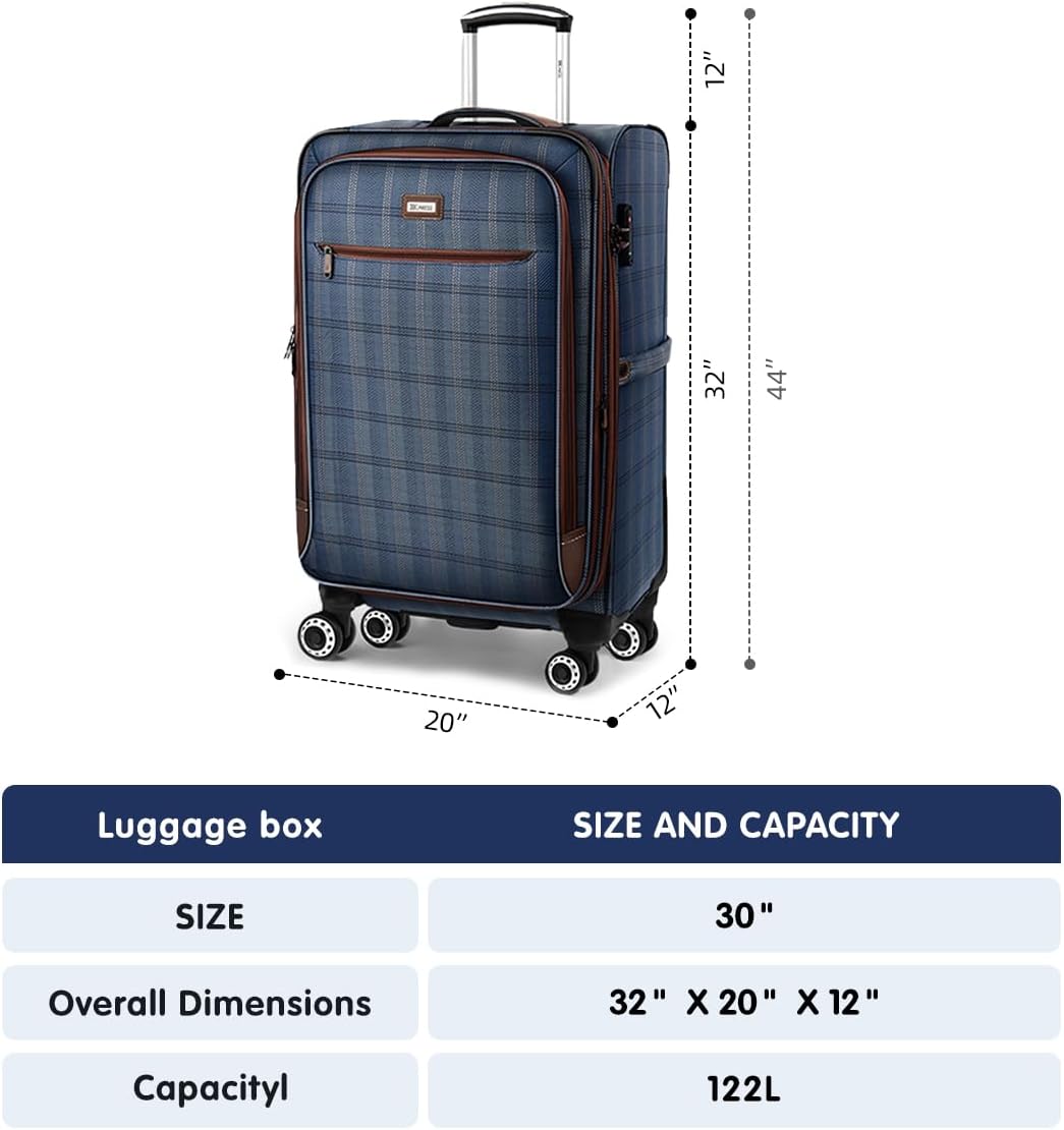Expandable 20% Luggage-30 inch Luggage with Double Spinner Wheels-Softside Luggage w/TSA LOCK-Travel Luggage for Men Women,30''-COLOR-2