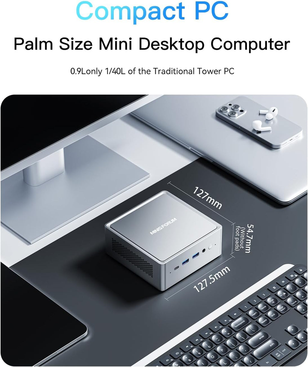 MINISFORUM Venus Series NAB6 Lite Mini PC, 12th Gen Core i5-12600H Small Compter, 16G DDR4+512G PCIe4.0 SSD, 2X HDMI+2X USB-C 4K@60Hz Output, 2X 2.5G RJ45 Port, 4X USB3.2 Small Form Factor
