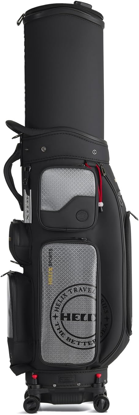 HELIX-Golf Golf Cart Bag, Easy to Carry, Retractable Golf Club Cart Bag with Locking Wheels Chassis and Latest Integrated Handgrip.