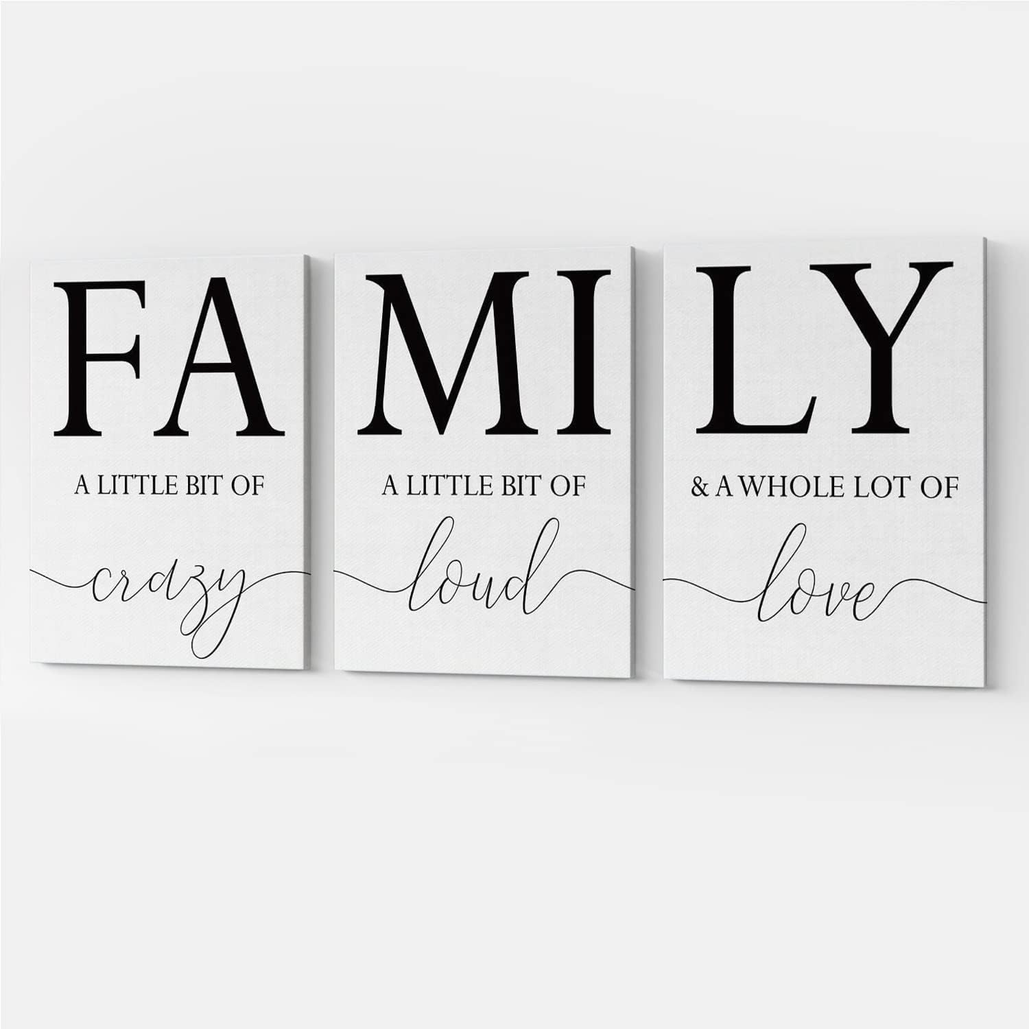 GUBIYU Home Family Wall Decor, Wall Art for Living Room Set of 3 Inspirational Canvas Prints Black and White Framed Canvas Art Paintings Wood Wall Decoration for Dining Room Bedroom Home Decor 24'x36'