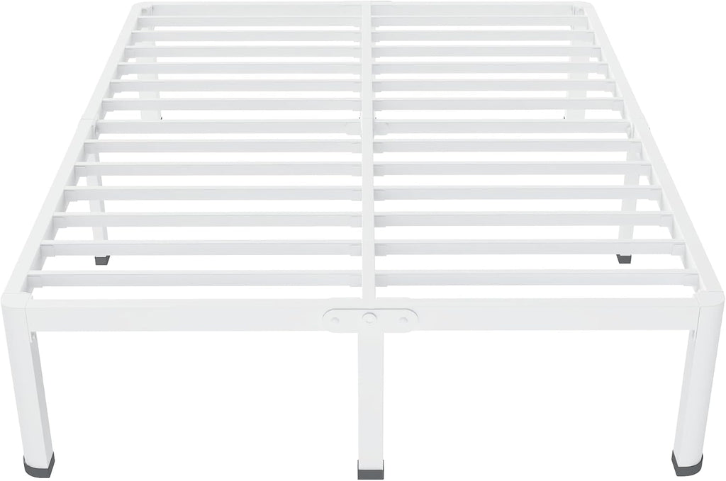 MAF 14 Inch California King Metal Platform Bed Frame White with Round Corner Legs, 3000 LBS Heavy Duty Steel Slats Support, Noise Free, No Box Spring Needed, Easy Assembly