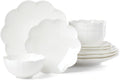 Lenox Dinnerware Set, Studio 1414 Scallop 12-Piece Set, Service For 4, Bone China Material, Dishwasher & Microwave Safe, Home And Kitchen, Kitchen And Dining, Plates And Bowls Sets (White, 12 Pieces)