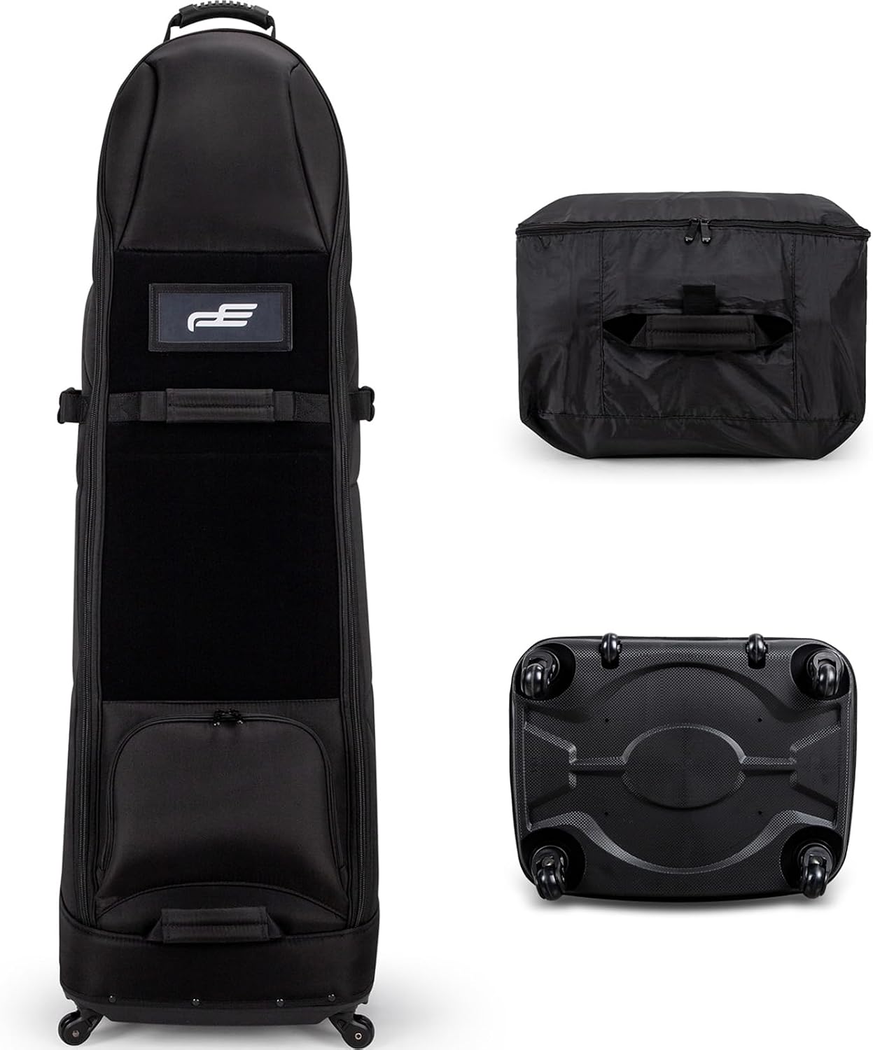 Self Standing Upright All Direction 4 Spinner Swivel Wheel Golf Travel Bag. Soft-Sided Fully Padded Heavy Duty Fabric. Multidirectional Airline Travel Cover Case. Compact Foldable Carry Bag Included.